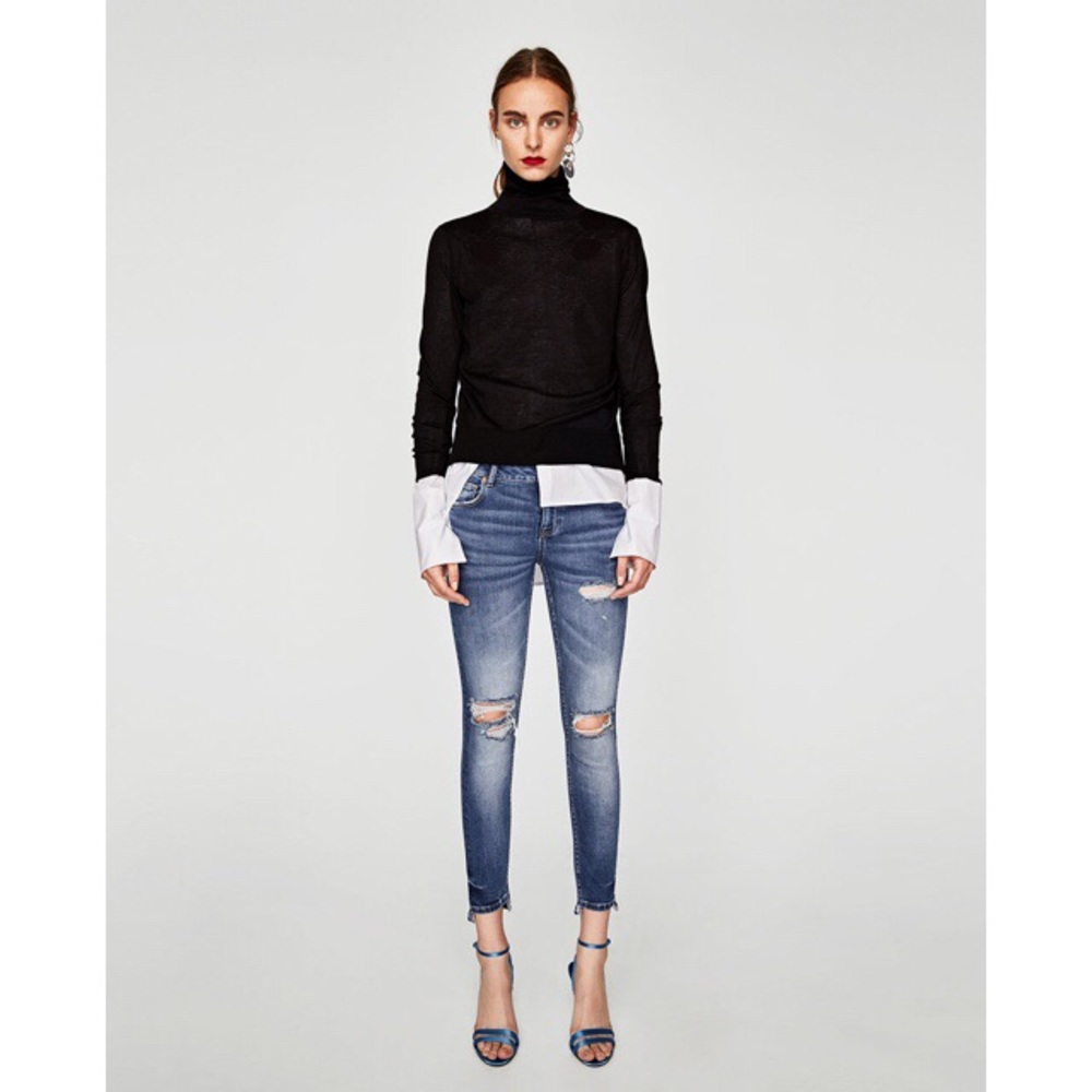 Zara asymmetric hem jeans